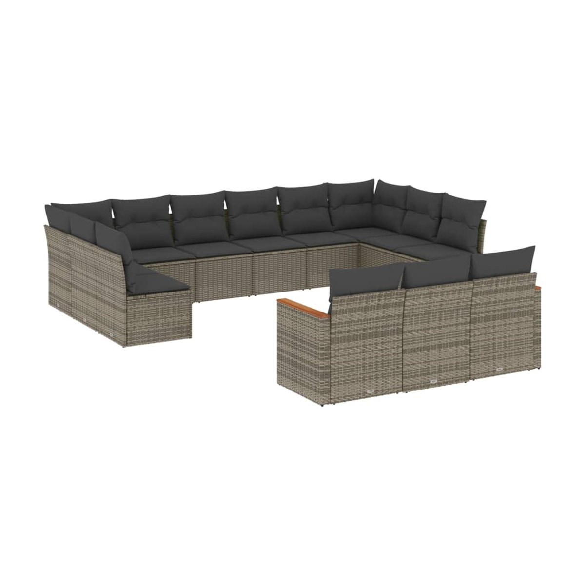 Vidaxl Gartenmöbel-Set aus Polyrattan mit 13-teiligem Kissen-Set in Grau - Bild 3