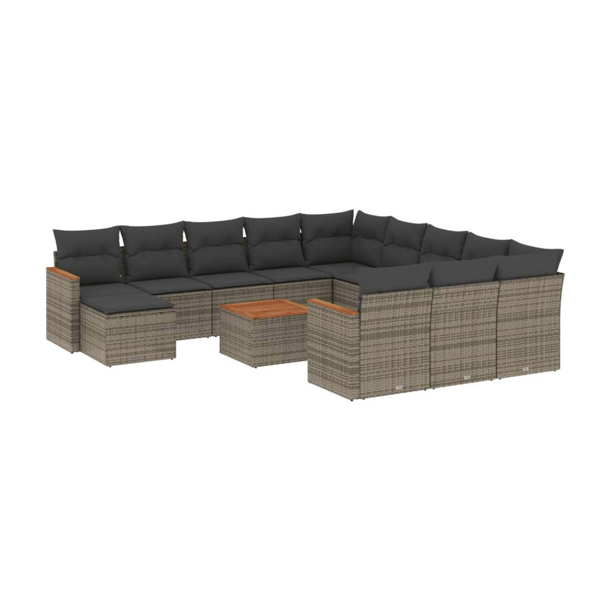 Vidaxl Gartenmöbel-Set aus Polyrattan mit 13-teiligem Kissen-Set in Grau - Bild 2