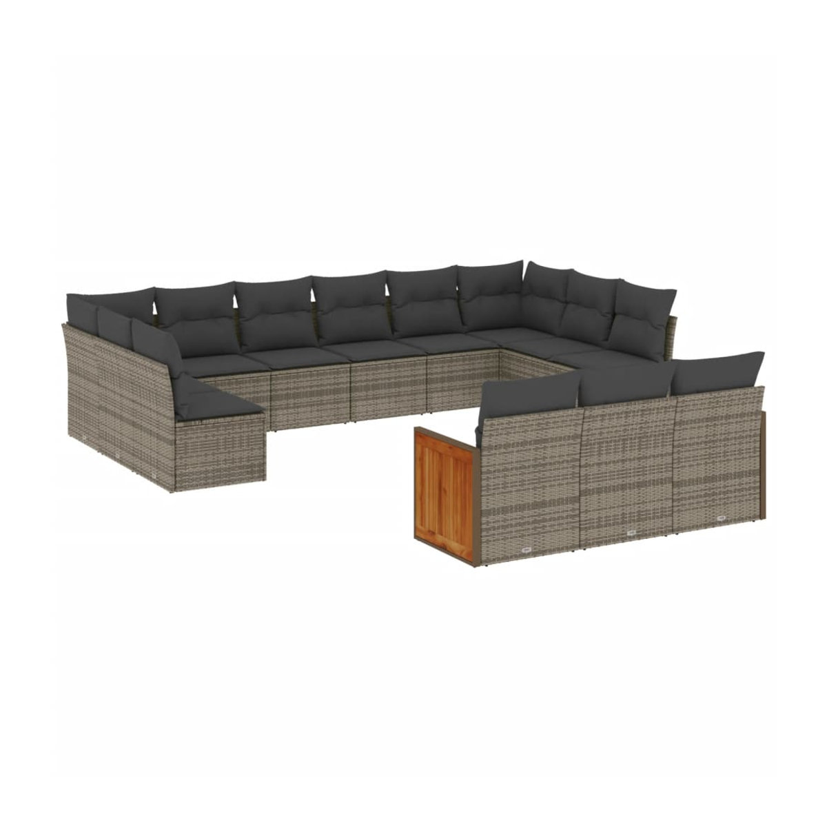 Vidaxl Gartenmöbel-Set aus Polyrattan mit 13-teiligem Kissen-Set in Grau - Bild 2