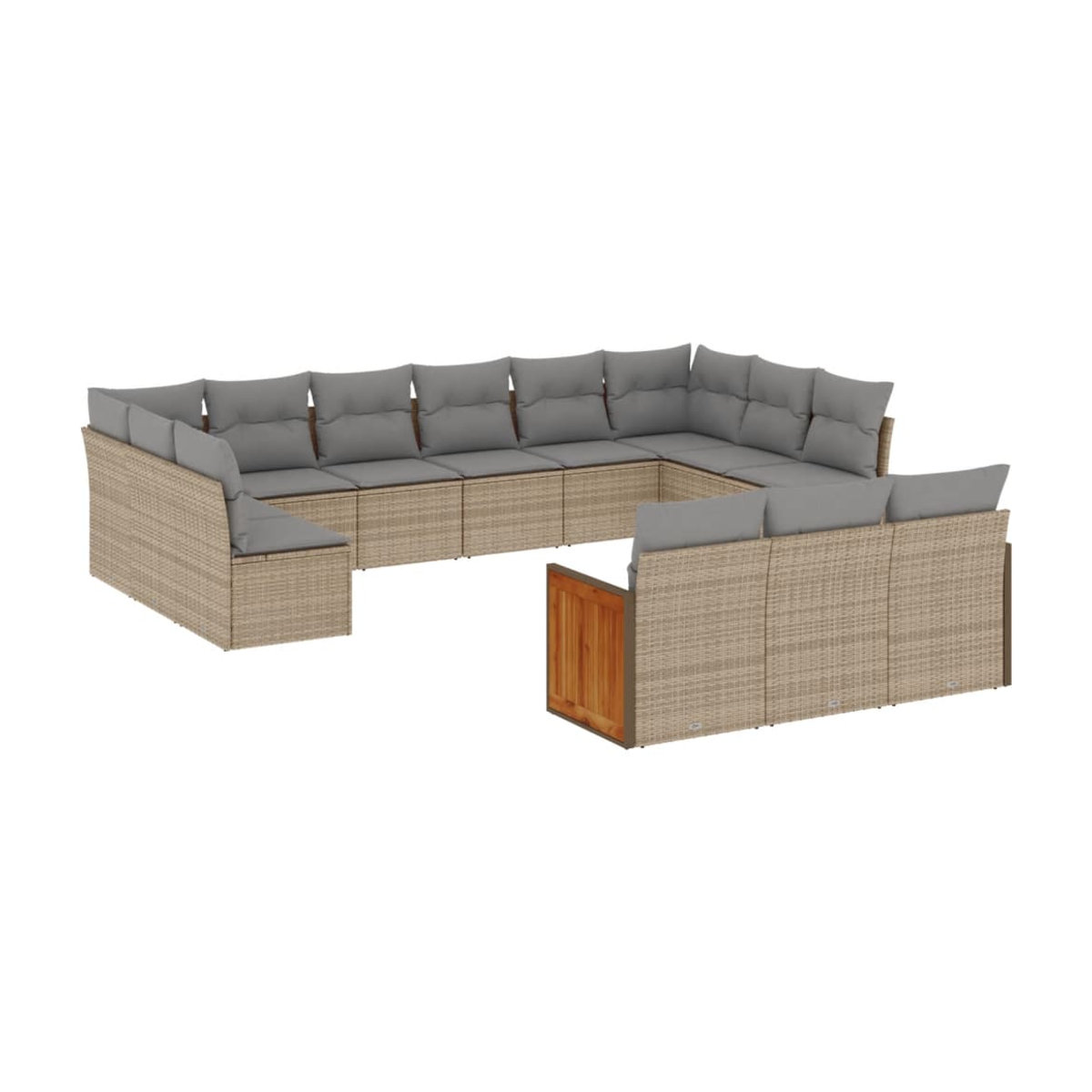 Vidaxl Gartenmöbel-Set aus Polyrattan mit 13-teiligem Polster-Set in Beige - Bild 2