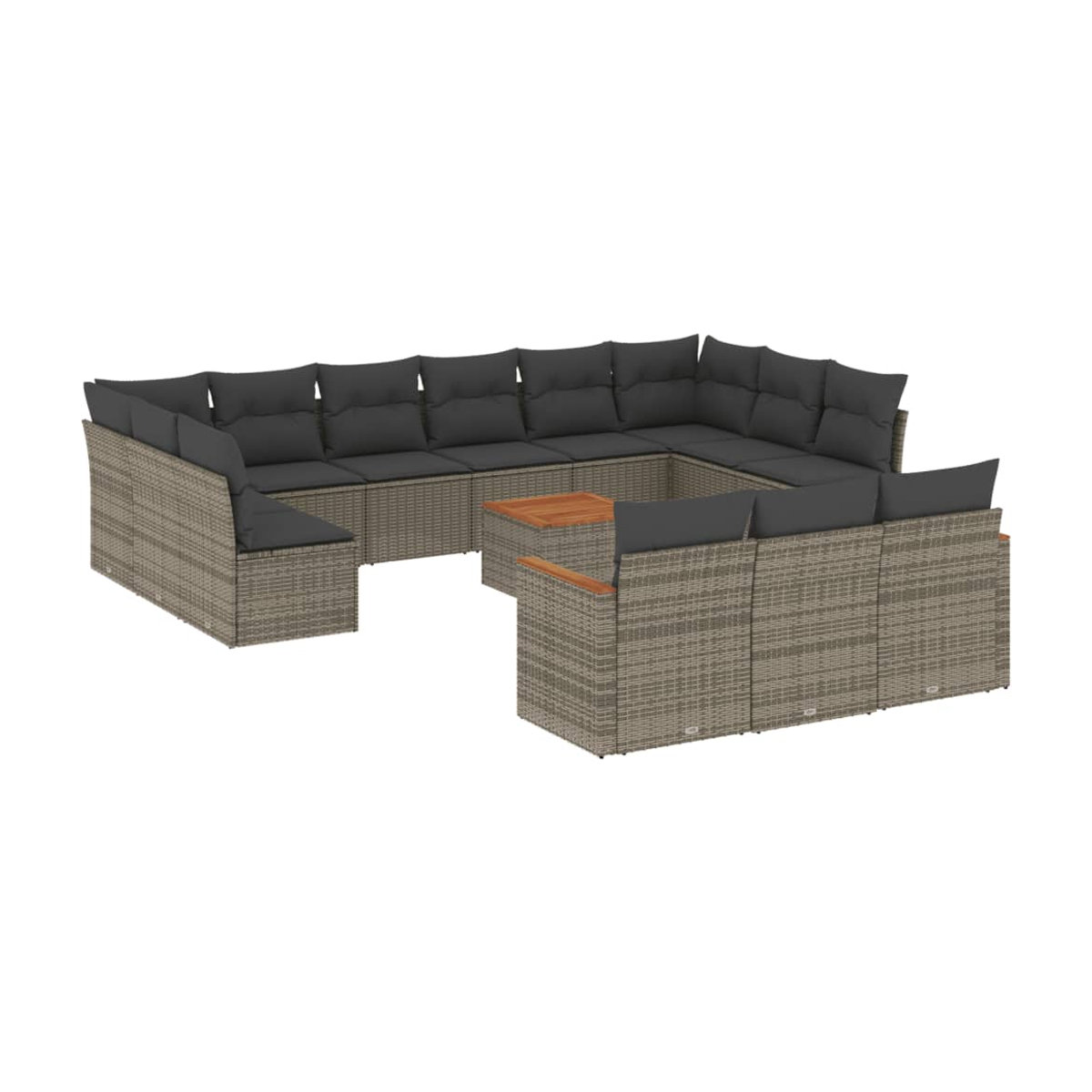 Vidaxl Gartenmöbel-Set aus Polyrattan mit 14-teiligem Polster-Set in Grau - Bild 3