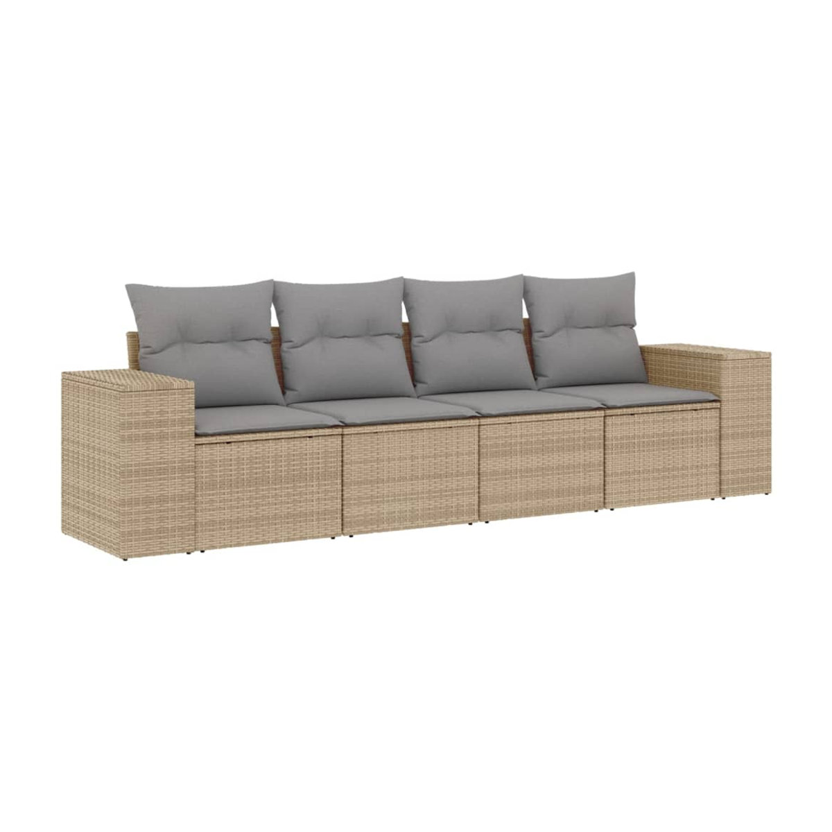 Vidaxl Gartenmöbel-Set aus Polyrattan mit 4 Teilen und Kissen, Beige - Bild 2