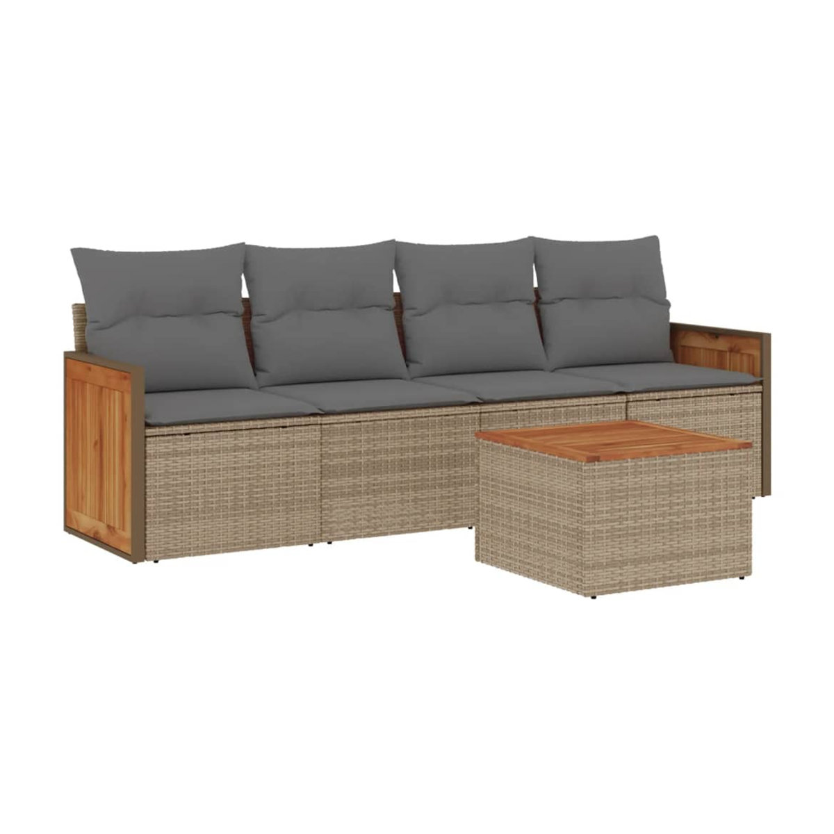 Vidaxl Gartenmöbel-Set aus Polyrattan mit 5 Teilen in Beige - Bild 2