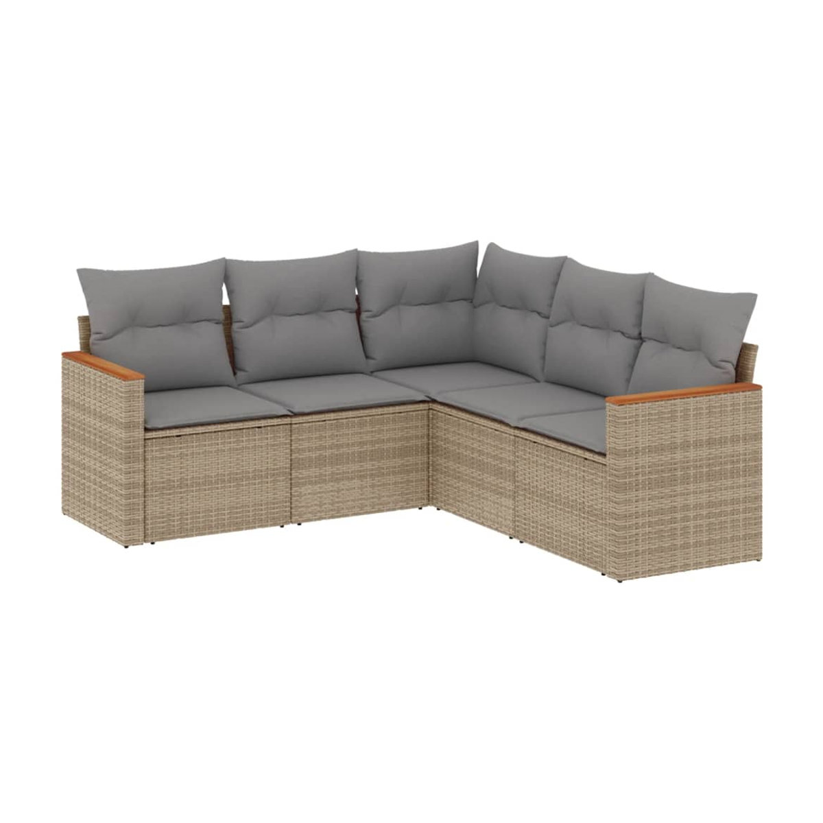 Vidaxl Gartenmöbel-Set aus Polyrattan mit 5 Teilen und Kissen, Beige - Bild 3