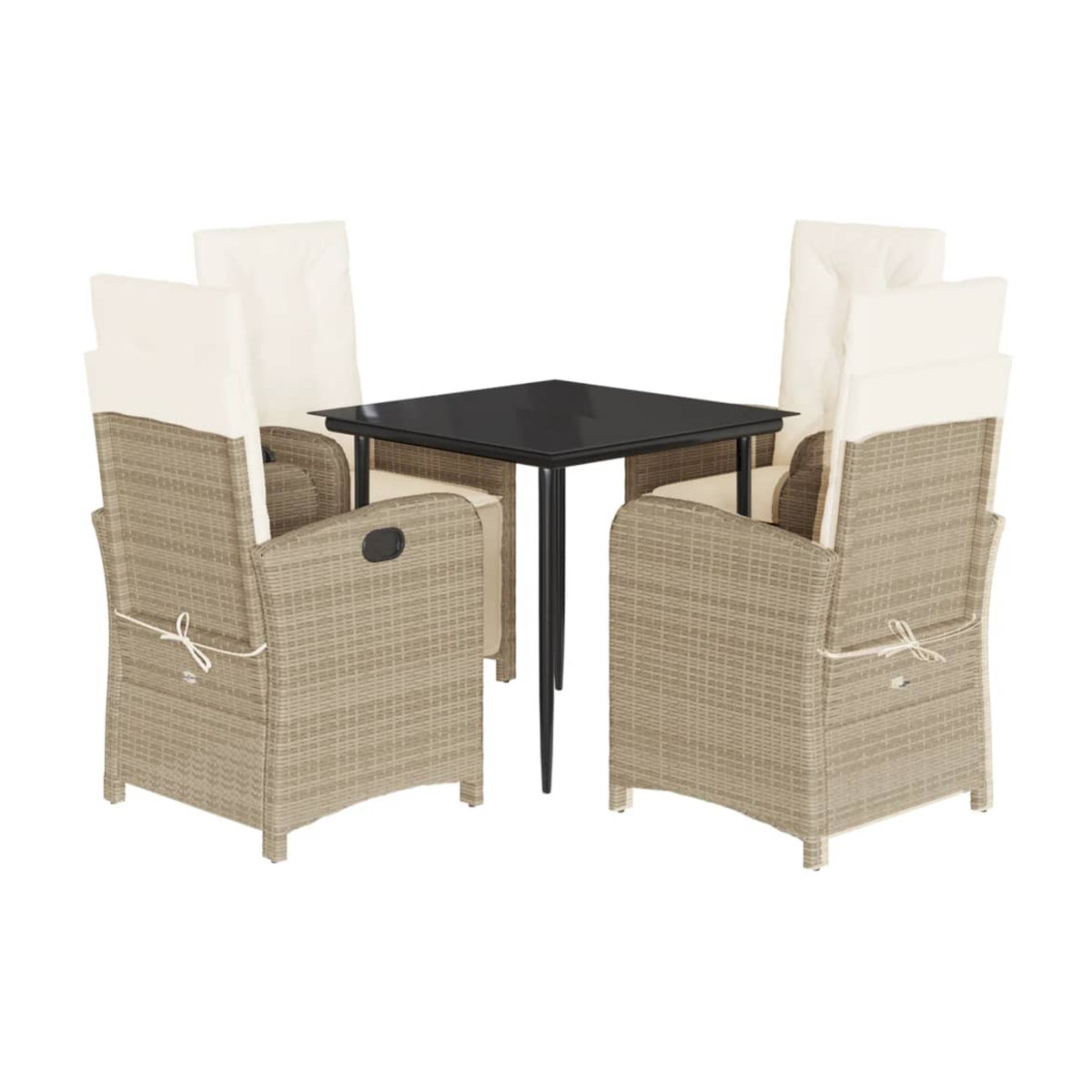 Vidaxl Gartenmöbel-Set aus Polyrattan mit 5 Teilen und Kissen, Beige - Bild 3