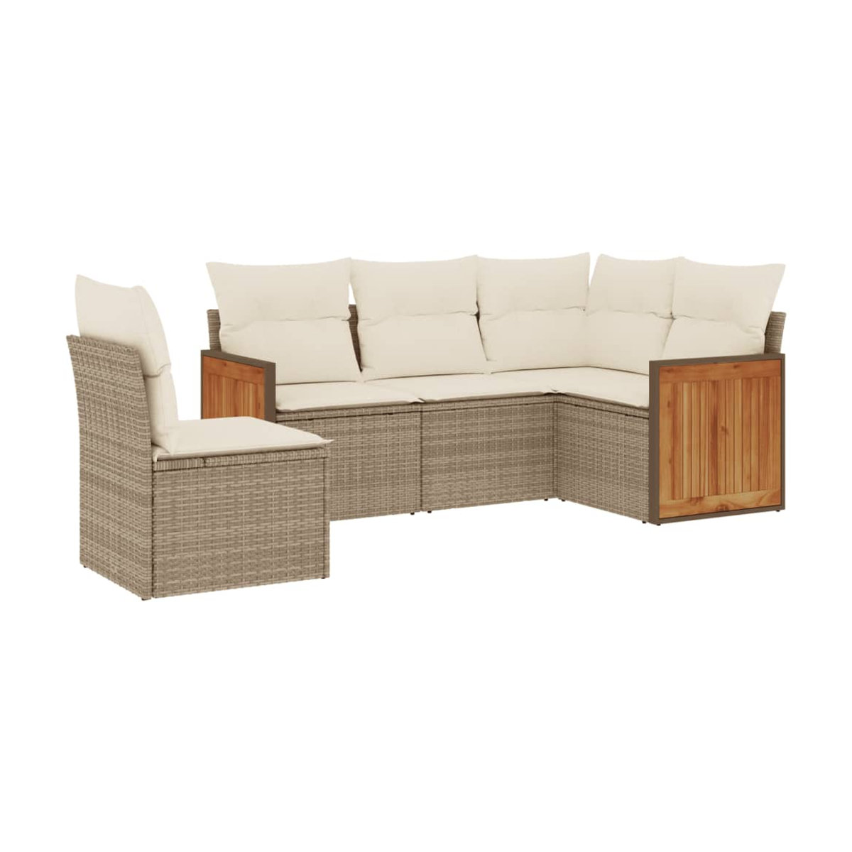 Vidaxl Gartenmöbel-Set aus Polyrattan mit 5 Teilen und Kissen, Beige - Bild 2
