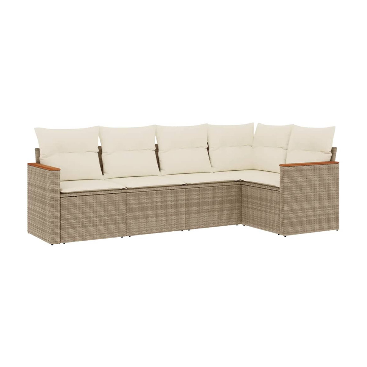 Vidaxl Gartenmöbel-Set aus Polyrattan mit 5 Teilen und Kissen, Beige - Bild 2