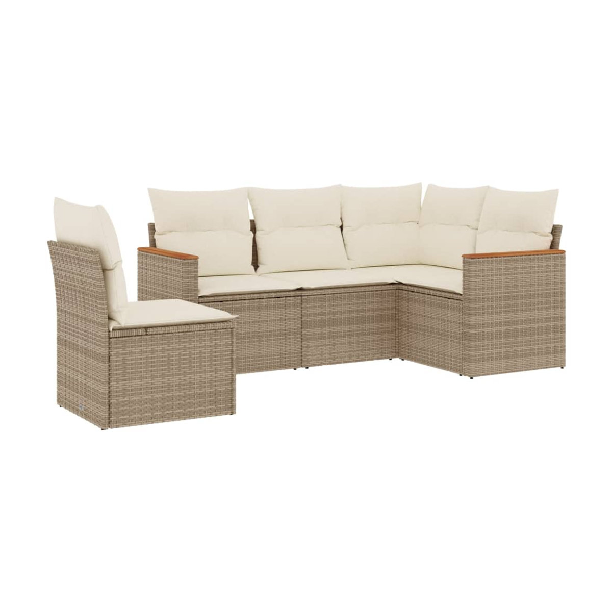 Vidaxl Gartenmöbel-Set aus Polyrattan mit 5 Teilen und Kissen, Beige - Bild 2