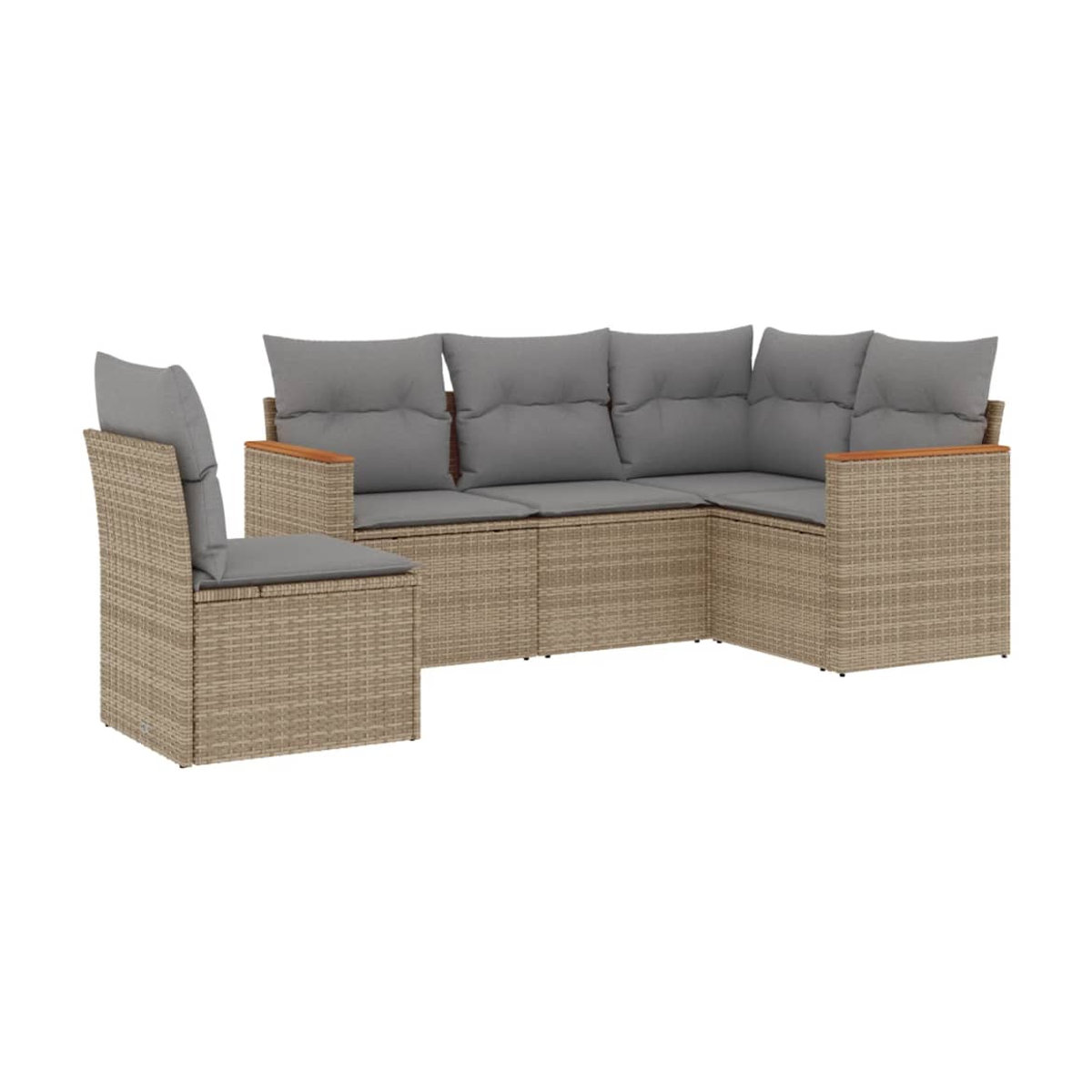 Vidaxl Gartenmöbel-Set aus Polyrattan mit 5 Teilen und Kissen, Beige - Bild 2