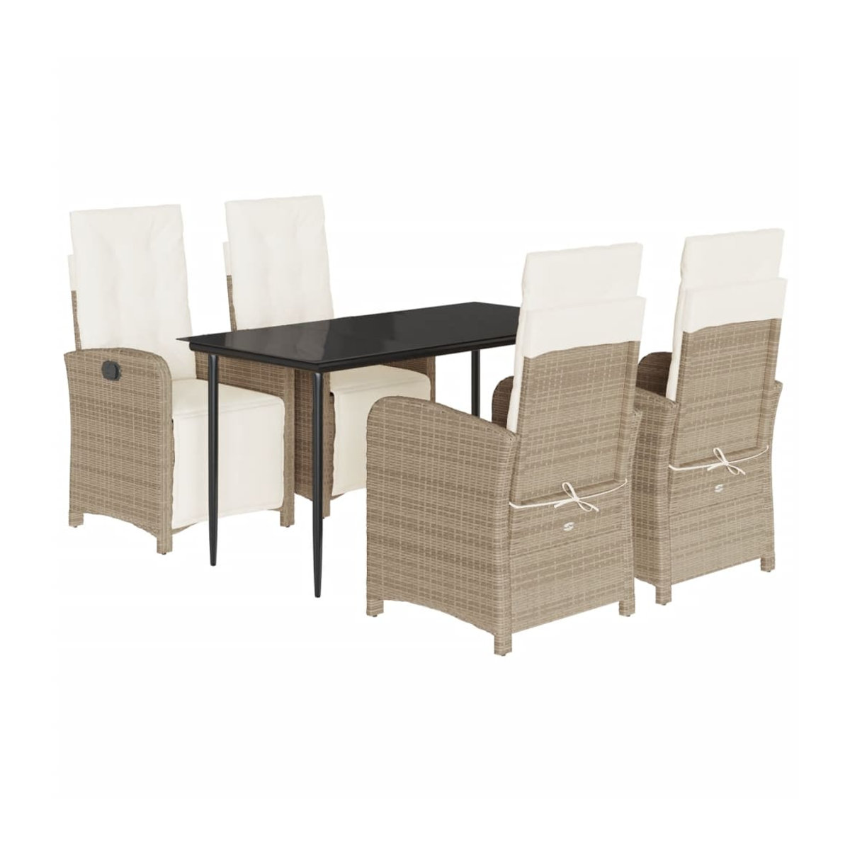 Vidaxl Gartenmöbel-Set aus Polyrattan mit 5 Teilen und Kissen, Beige - Bild 2