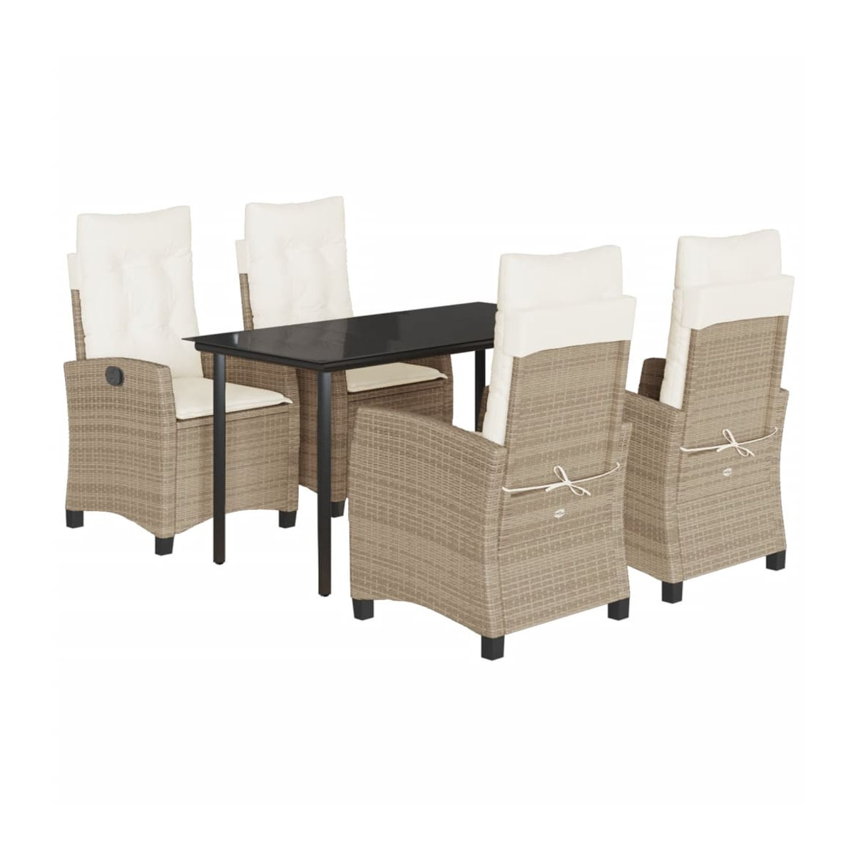 Vidaxl Gartenmöbel-Set aus Polyrattan mit 5 Teilen und Kissen, Beige - Bild 3