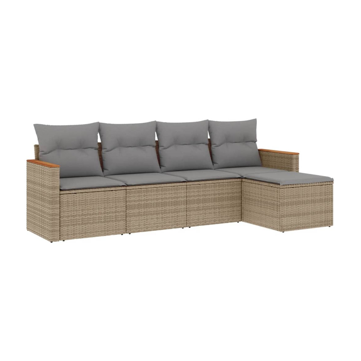 Vidaxl Gartenmöbel-Set aus Polyrattan mit 5 Teilen und Kissen, Beige - Bild 2