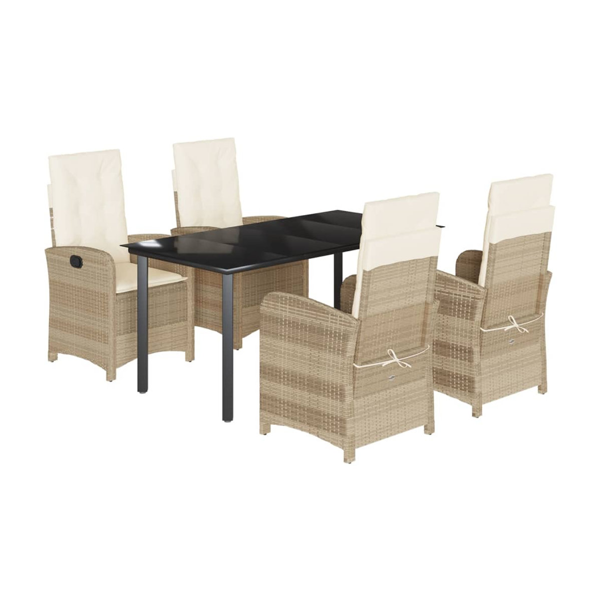 Vidaxl Gartenmöbel-Set aus Polyrattan mit 5 Teilen und Kissen, Beige - Bild 2