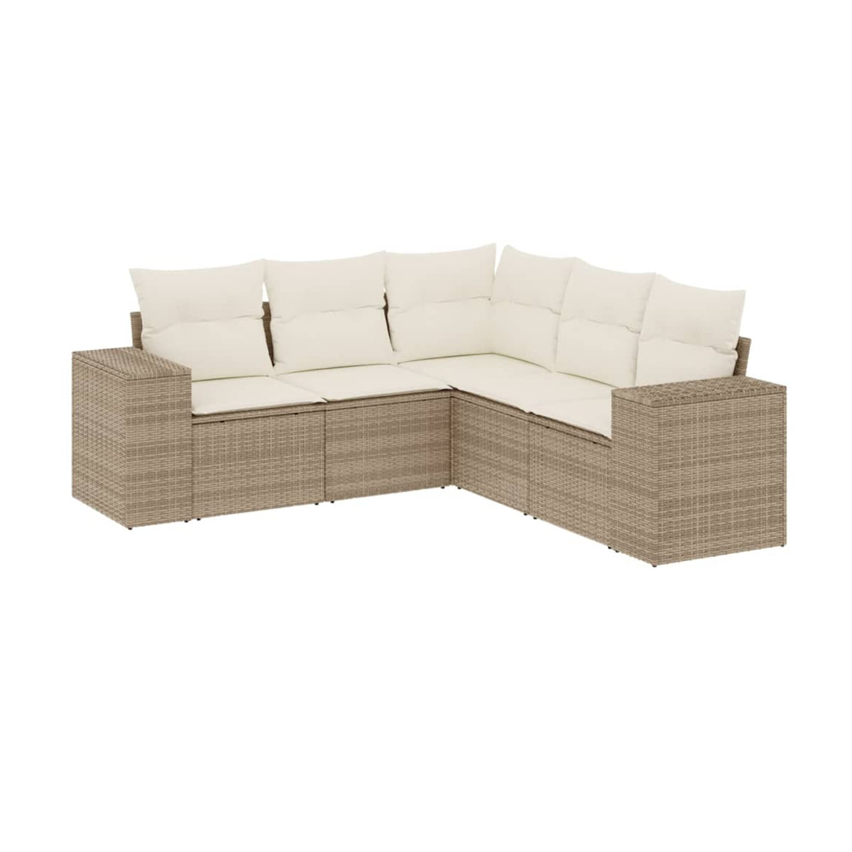Vidaxl Gartenmöbel-Set aus Polyrattan mit 5 Teilen und Kissen, Beige - Bild 2