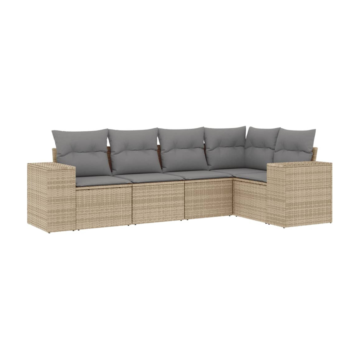 Vidaxl Gartenmöbel-Set aus Polyrattan mit 5 Teilen und Kissen, Beige - Bild 2
