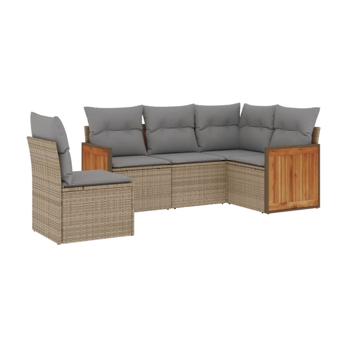 Vidaxl Gartenmöbel-Set aus Polyrattan mit 5 Teilen und Kissen, Beige - Bild 3