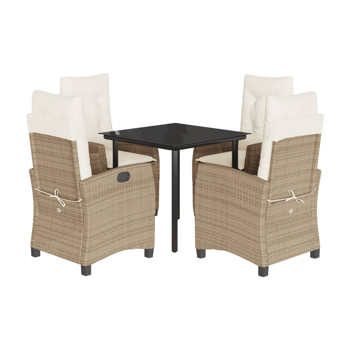 Vidaxl Gartenmöbel-Set aus Polyrattan mit 5 Teilen und Kissen, Beige - Bild 3