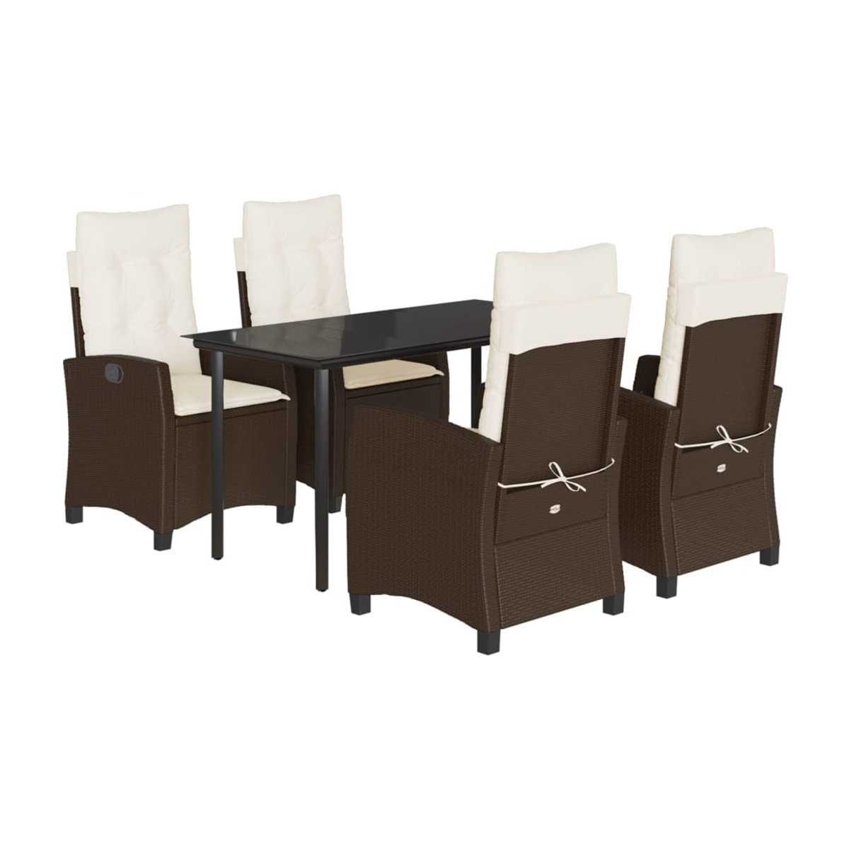 Vidaxl Gartenmöbel-Set aus Polyrattan mit 5 Teilen und Kissen, Braun - Bild 3