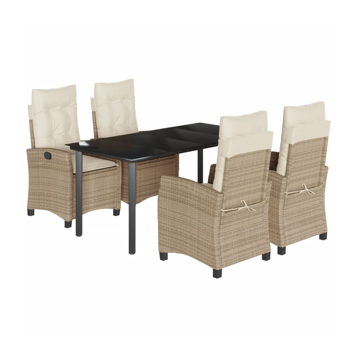 Vidaxl Gartenmöbel-Set aus Polyrattan mit 5 Teilen und Kissen in Beige - Bild 2