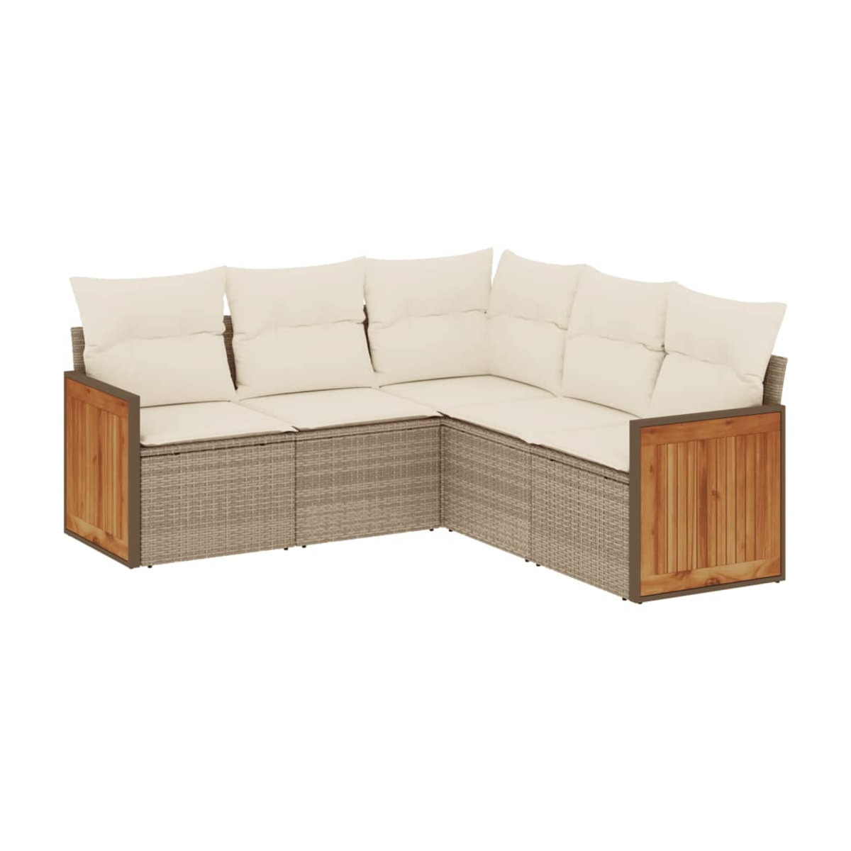 Vidaxl Gartenmöbel-Set aus Polyrattan mit 5 Teilen und Kissen in Beige - Bild 2