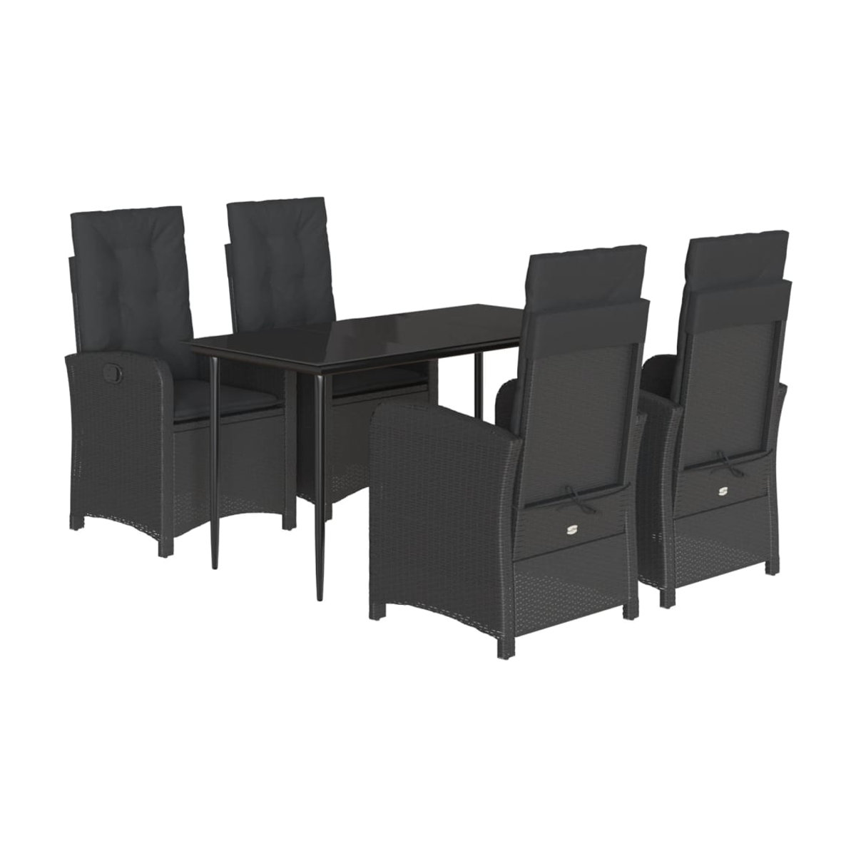 Vidaxl Gartenmöbel-Set aus Polyrattan mit 5 Teilen und Kissen, Schwarz - Bild 2