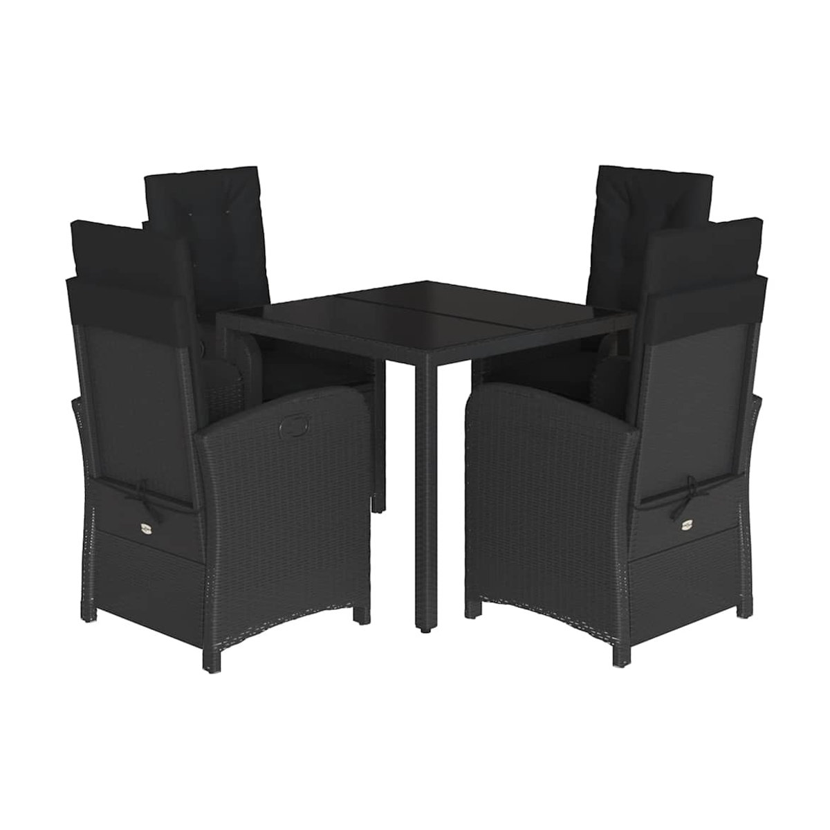 Vidaxl Gartenmöbel-Set aus Polyrattan mit 5 Teilen und Kissen, Schwarz - Bild 2