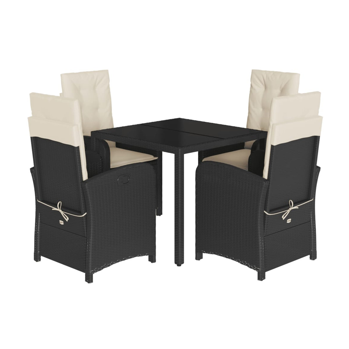 Vidaxl Gartenmöbel-Set aus Polyrattan mit 5 Teilen und Kissen, Schwarz - Bild 2