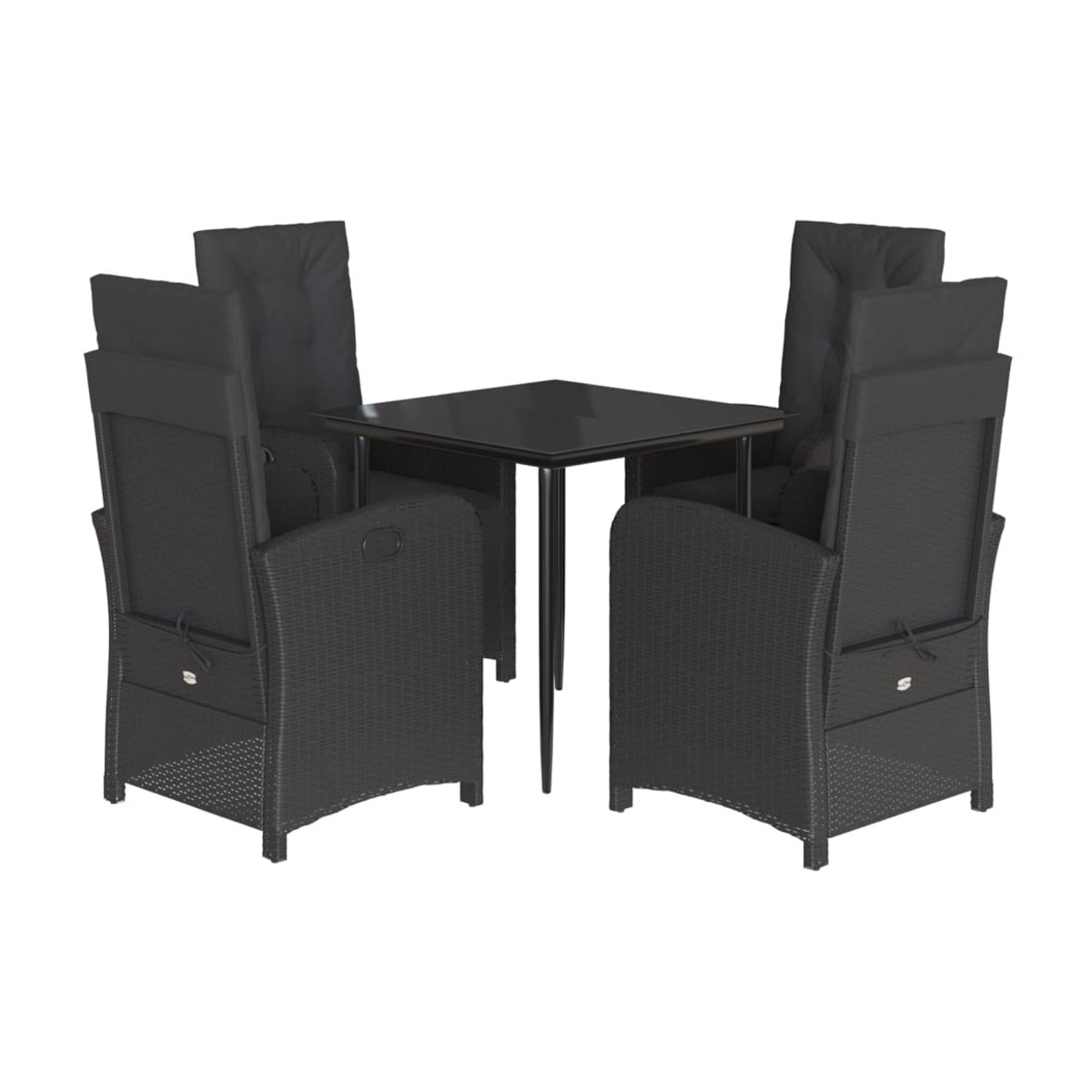 Vidaxl Gartenmöbel-Set aus Polyrattan mit 5 Teilen und Kissen, Schwarz - Bild 2
