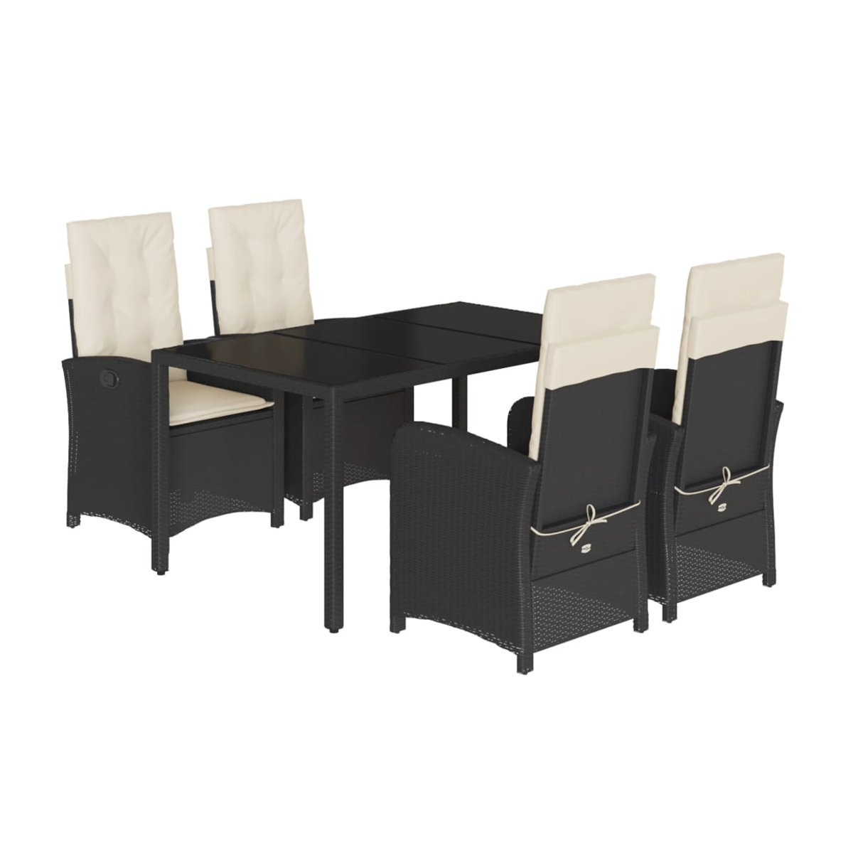Vidaxl Gartenmöbel-Set aus Polyrattan mit 5 Teilen und Kissen, Schwarz - Bild 2