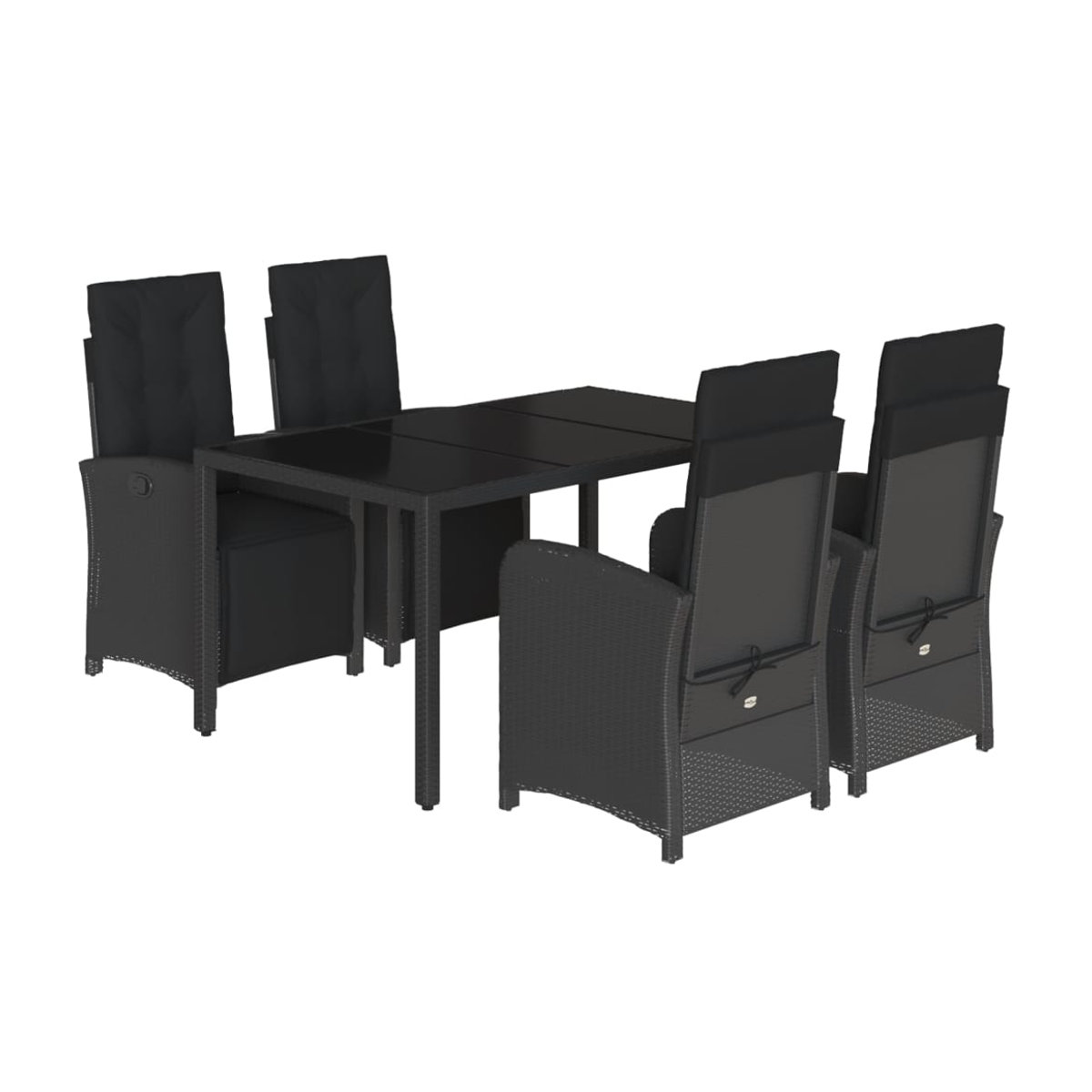 Vidaxl Gartenmöbel-Set aus Polyrattan mit 5 Teilen und Kissen, Schwarz - Bild 2