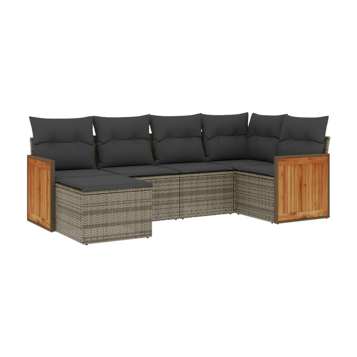 Vidaxl Gartenmöbel-Set aus Polyrattan mit 6 Teilen und Kissen, Grau - Bild 3