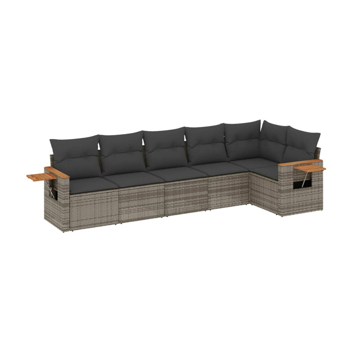 Vidaxl Gartenmöbel-Set aus Polyrattan mit 6 Teilen und Kissen, Grau - Bild 3