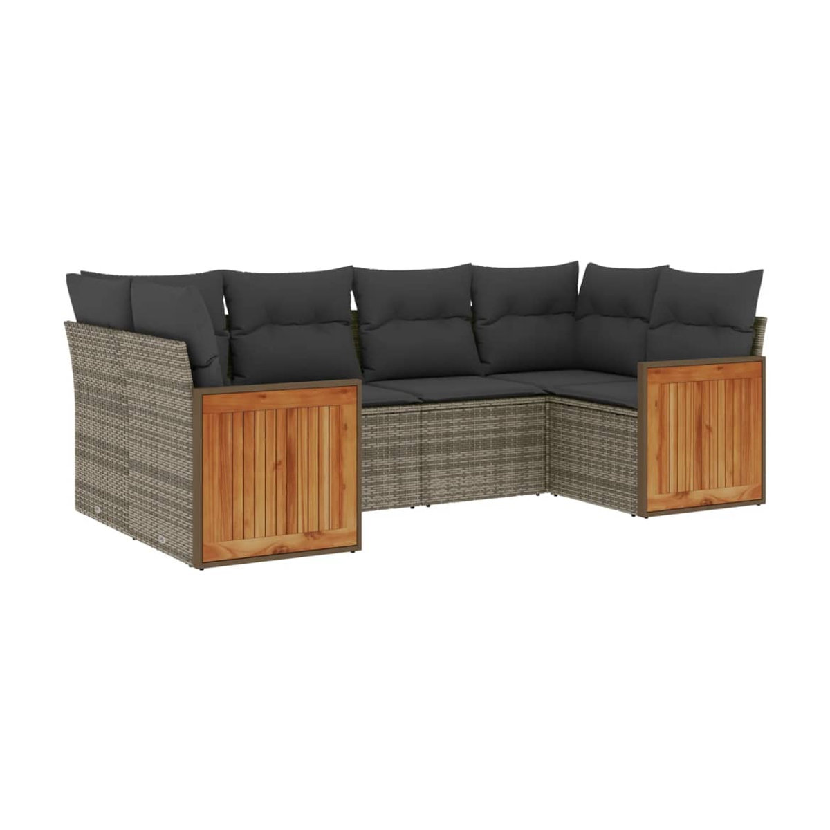 Vidaxl Gartenmöbel-Set aus Polyrattan mit 6 Teilen und Kissen, Grau - Bild 2