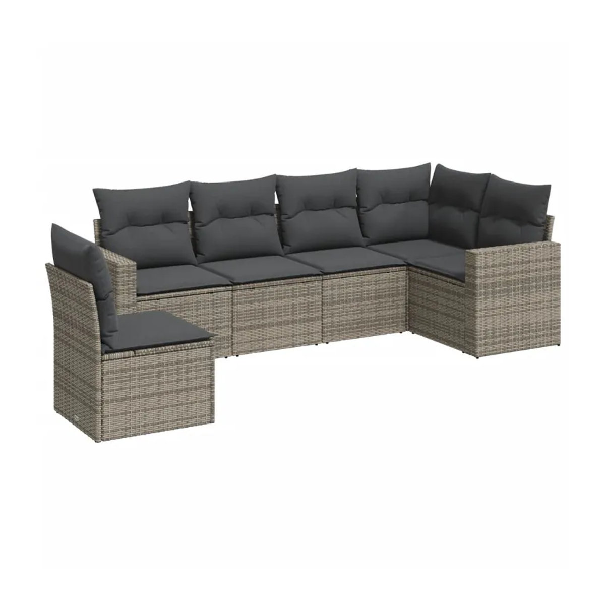 Vidaxl Gartenmöbel-Set aus Polyrattan mit 6 Teilen und Kissen, Grau - Bild 2