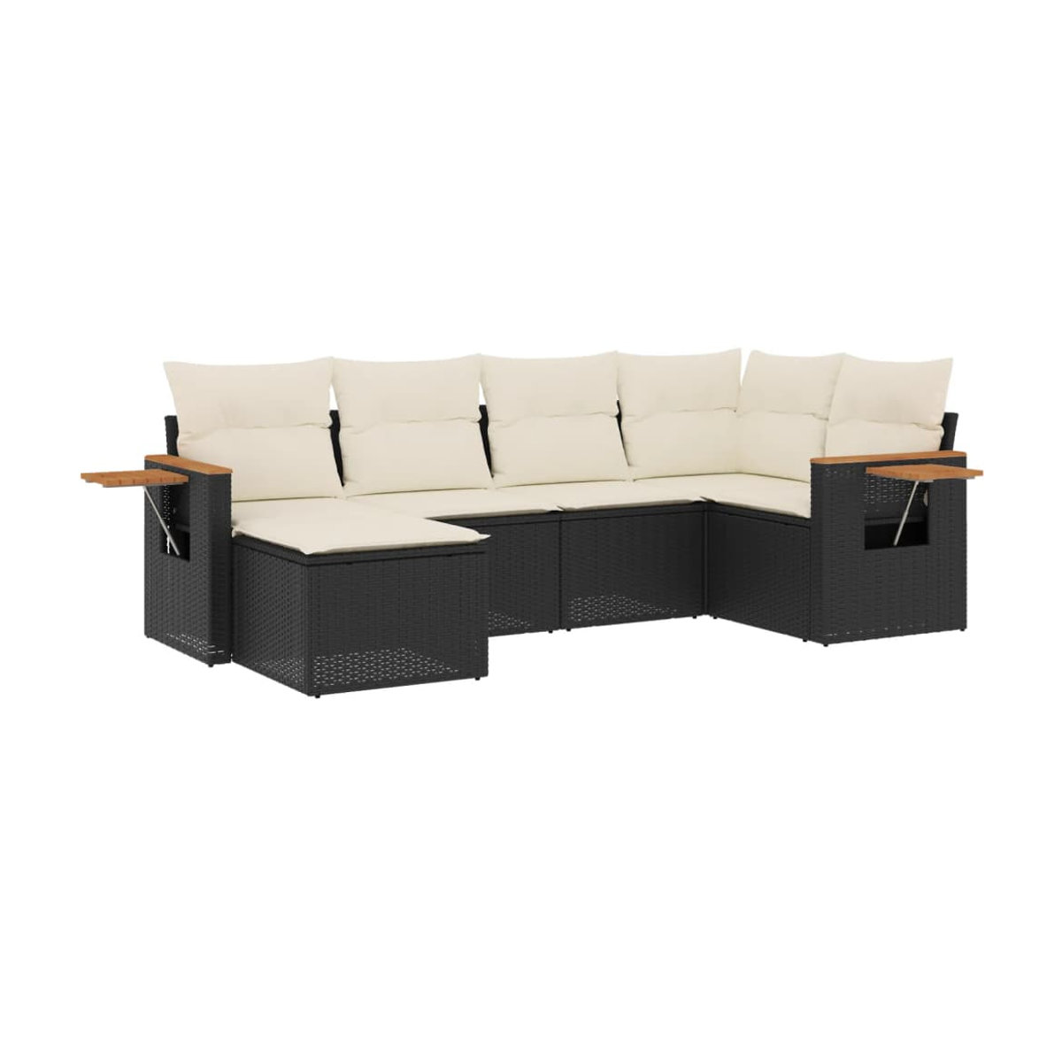 Vidaxl Gartenmöbel-Set aus Polyrattan mit 6 Teilen und Kissen in Schwarz - Bild 2