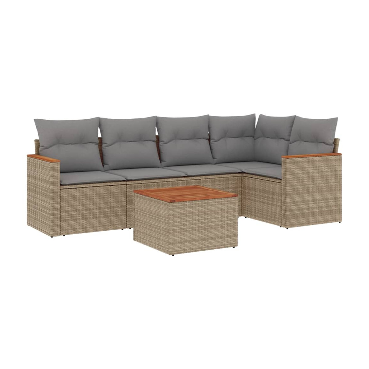 Vidaxl Gartenmöbel-Set aus Polyrattan mit 6-teiliger Polsterung in Beige - Bild 2
