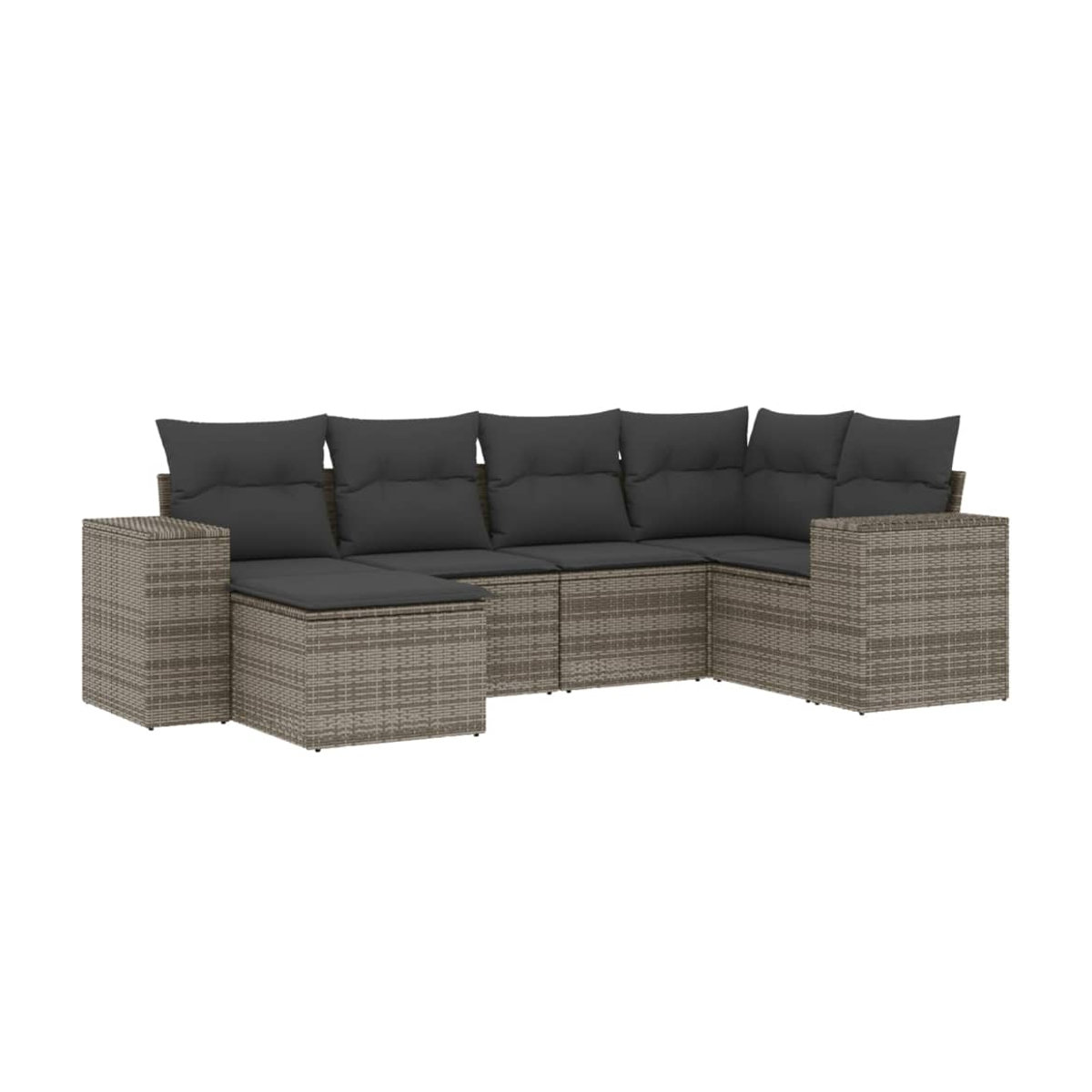 Vidaxl Gartenmöbel-Set aus Polyrattan mit 6-teiliger Polsterung in Grau - Bild 2