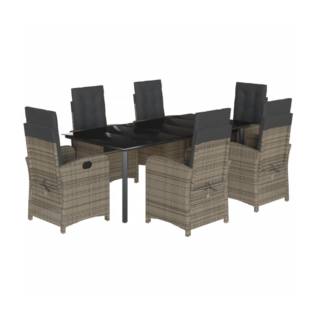 Vidaxl Gartenmöbel-Set aus Polyrattan mit 7 Teilen und Kissen, Grau, Modern - Bild 2