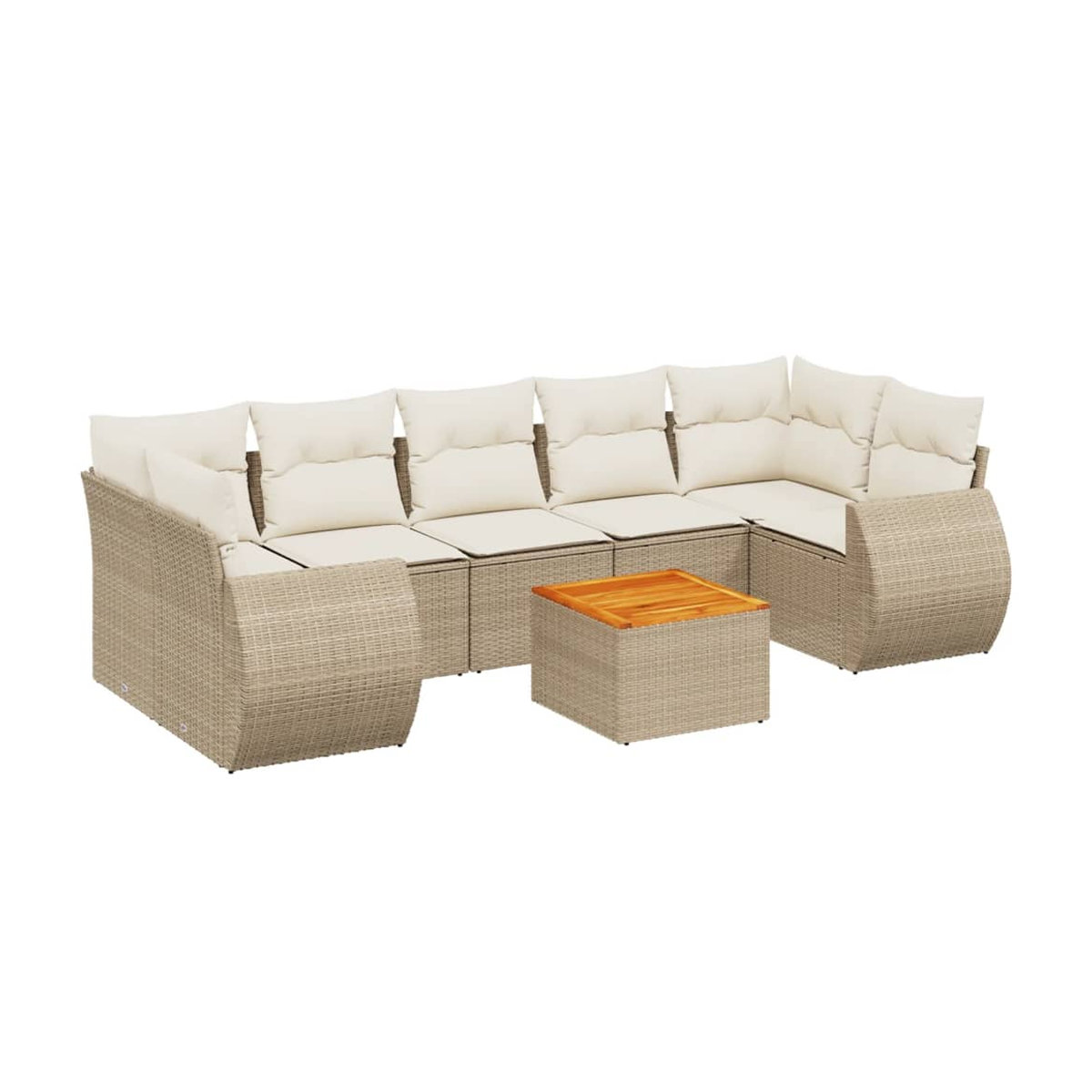 Vidaxl Gartenmöbel-Set aus Polyrattan mit 8 Teilen und Kissen, Beige, Modernes Design - Bild 2