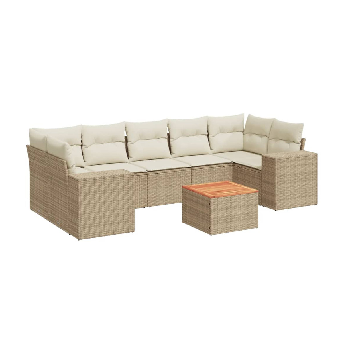 Vidaxl Gartenmöbel-Set aus Polyrattan mit 8 Teilen und Kissen, Beige, Modernes Design - Bild 2