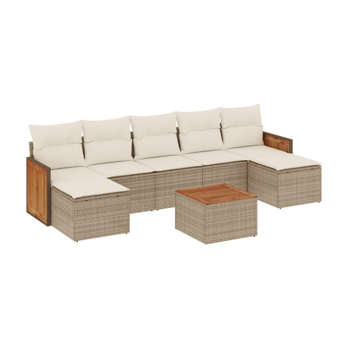 Vidaxl Gartenmöbel-Set aus Polyrattan mit 8 Teilen und Kissen, Beige, Modernes Design - Bild 2