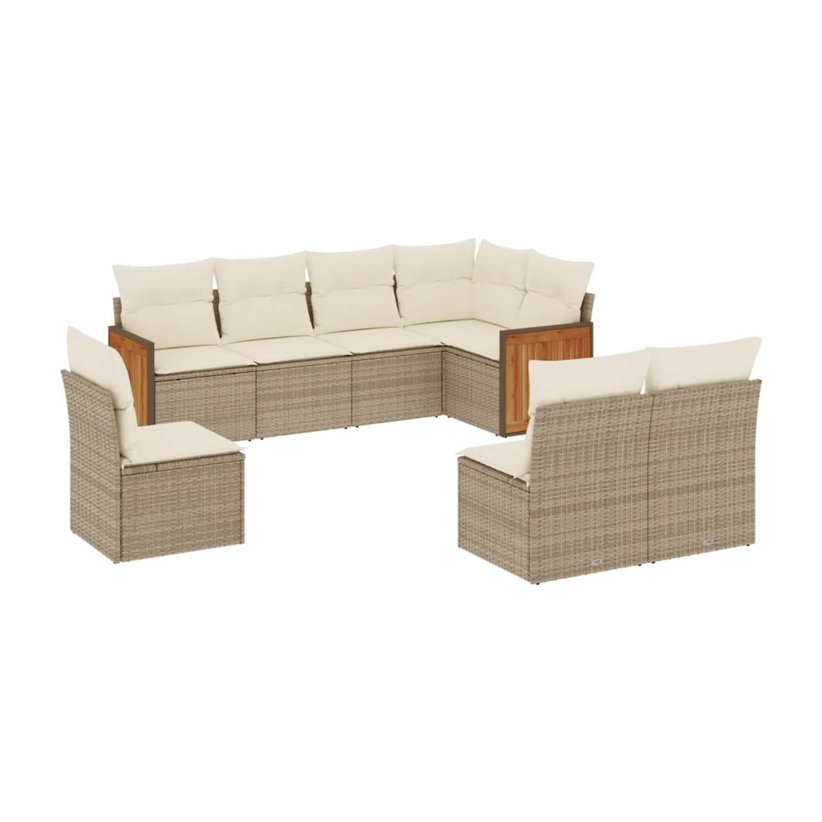 Vidaxl Gartenmöbel-Set aus Polyrattan mit 8-teiligem Kissen-Set in Beige - Bild 2
