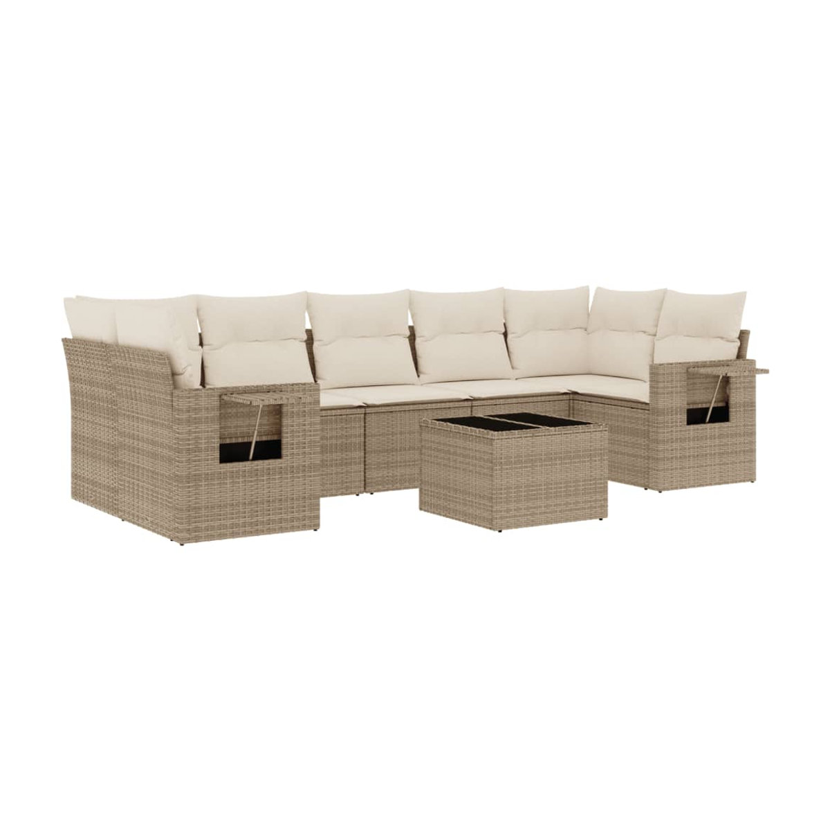 Vidaxl Gartenmöbel-Set aus Polyrattan mit 8-teiligem Kissen-Set in Beige, modern und robust - Bild 2