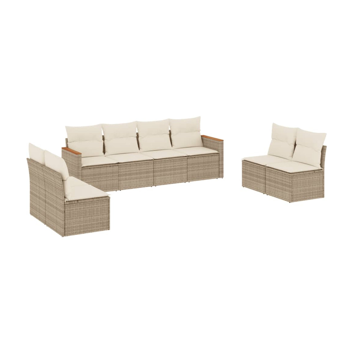 Vidaxl Gartenmöbel-Set aus Polyrattan mit 8-teiligem Kissen-Set in Beige, modern und robust - Bild 2