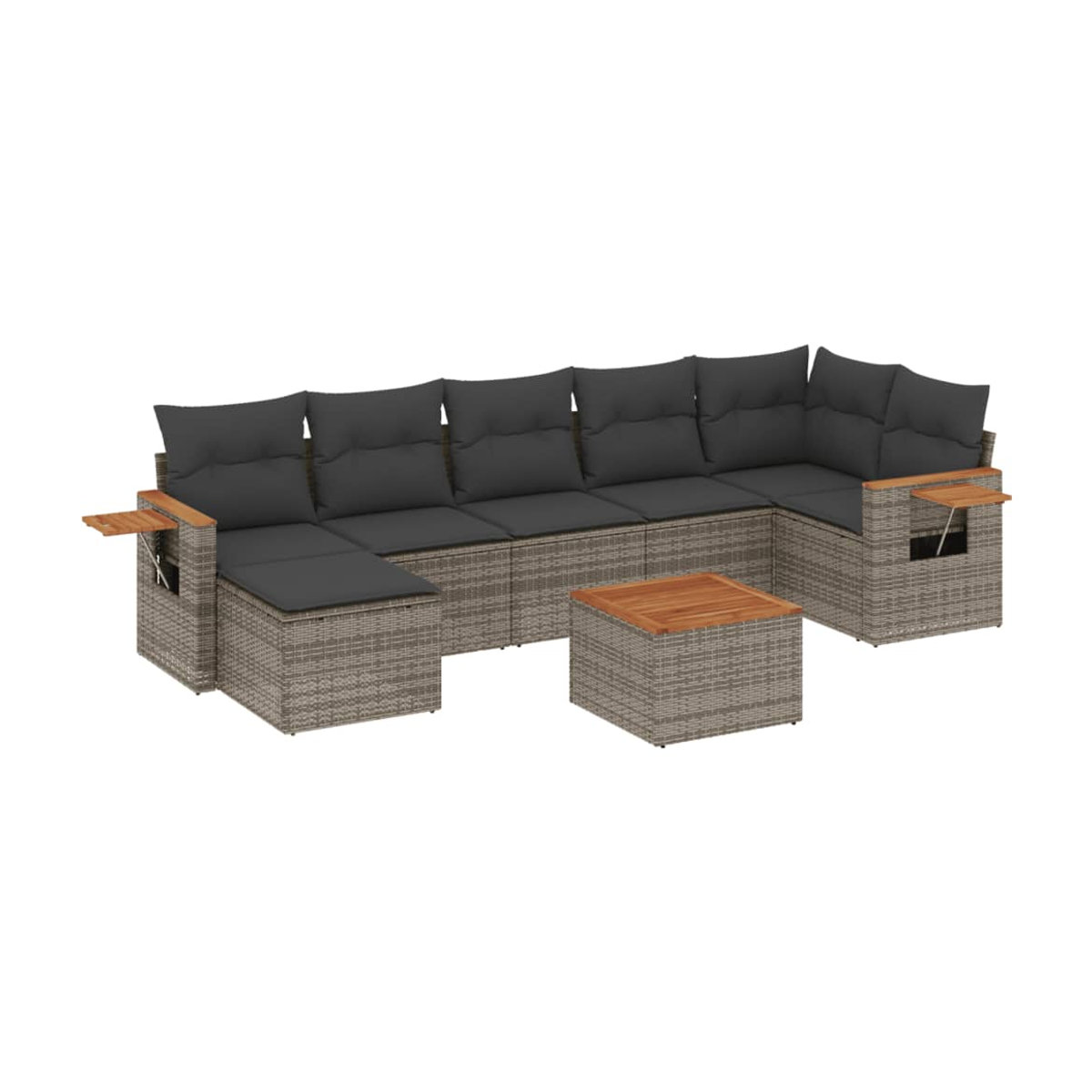 Vidaxl Gartenmöbel-Set aus Polyrattan mit 8-teiligem Kissen-Set in Grau für Erwachsene im modernen Design - Bild 3