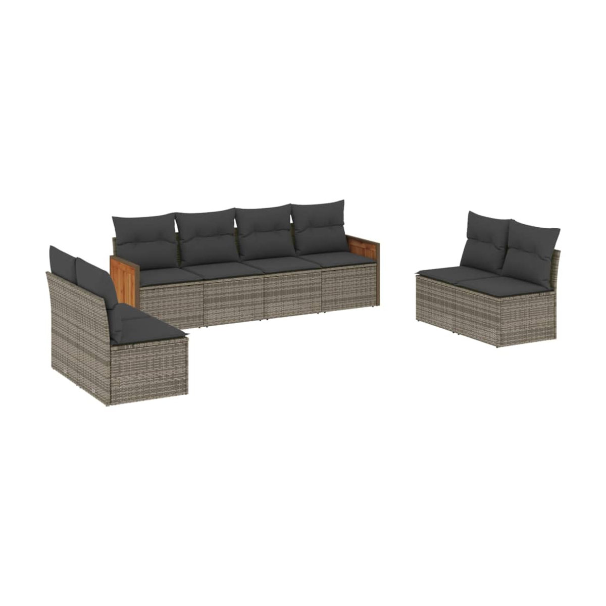 Vidaxl Gartenmöbel-Set aus Polyrattan mit 8-teiligem Kissen-Set in Grau für Erwachsene im modernen Design - Bild 2