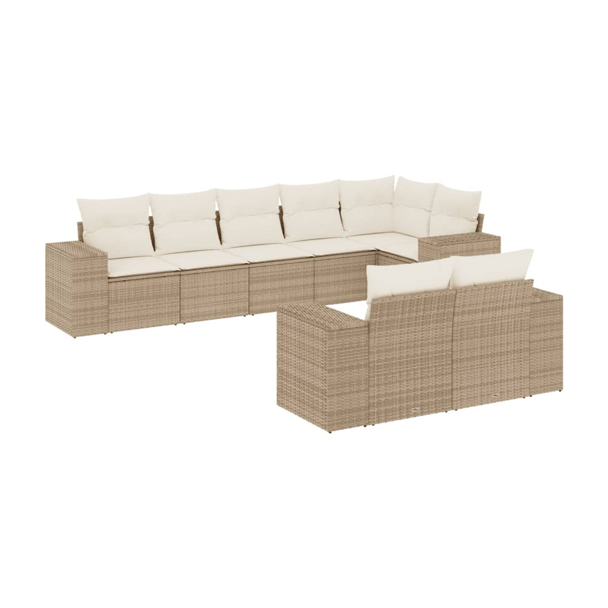 Vidaxl Gartenmöbel-Set aus Polyrattan mit 8-teiligen Kissen in Beige, modernes Design für Erwachsene - Bild 2