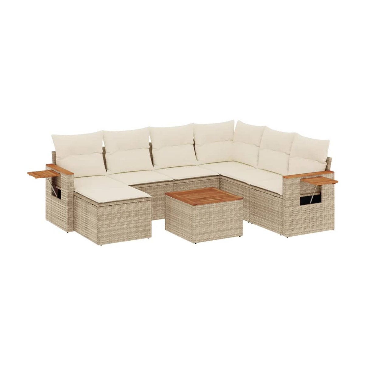 Vidaxl Gartenmöbel-Set aus Polyrattan mit 8-teiligen Kissen in Beige, modernes Design für Erwachsene - Bild 2