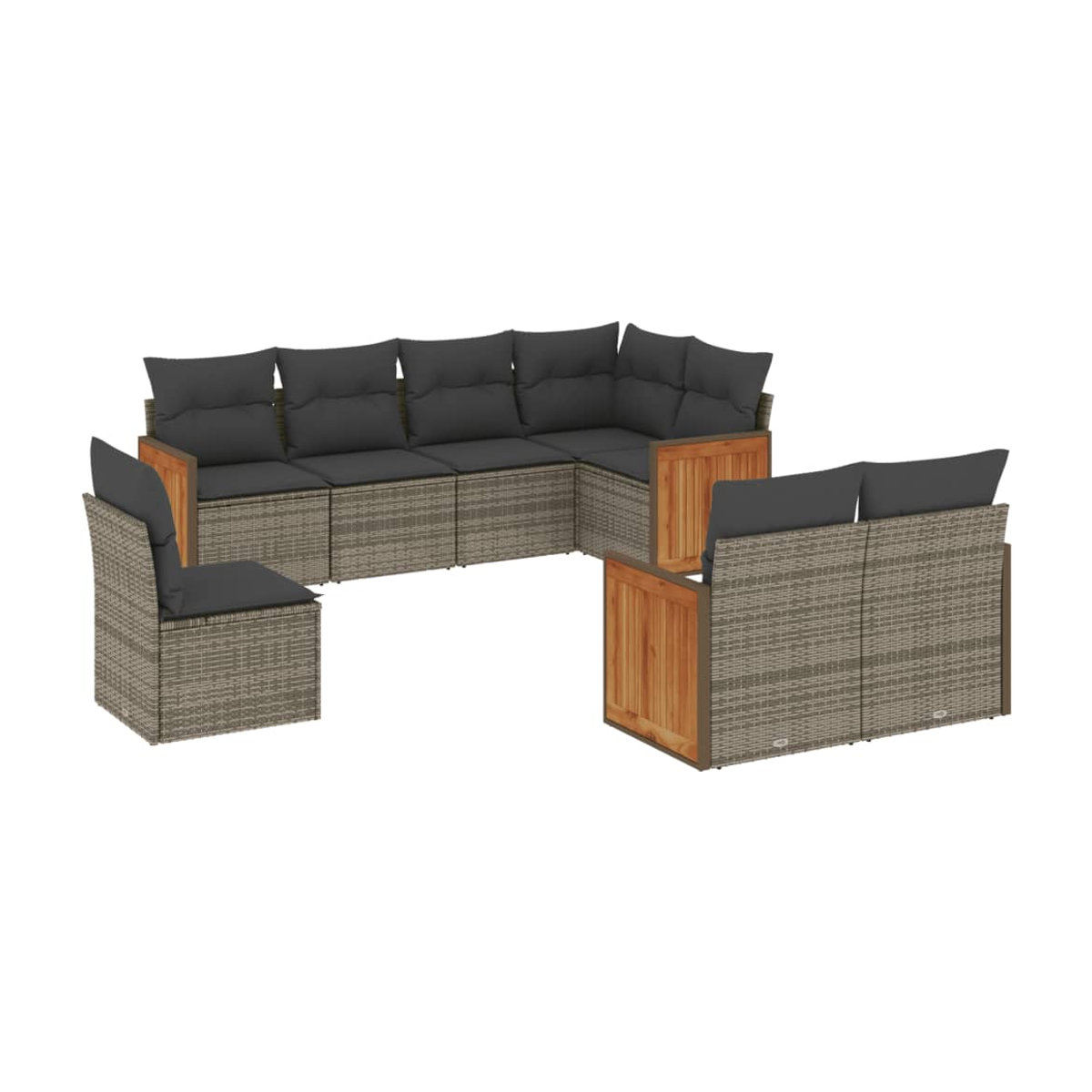 Vidaxl Gartenmöbel-Set aus Polyrattan mit 8-teiligen Kissen in Grau, modern für Erwachsene - Bild 2