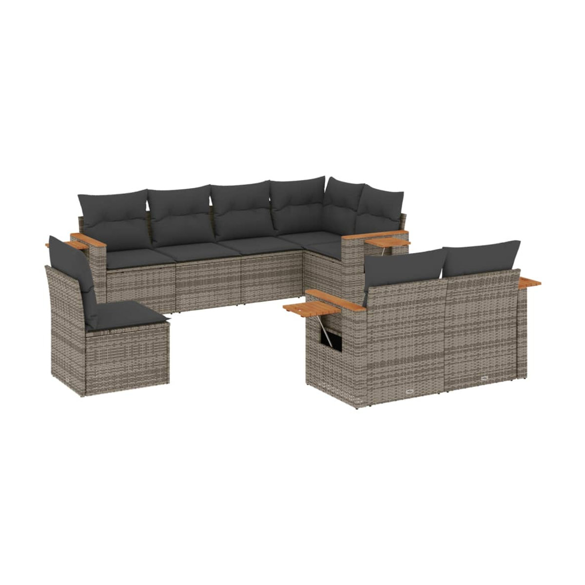 Vidaxl Gartenmöbel-Set aus Polyrattan mit 8-teiligen Kissen in Grau, modern und robust - Bild 3